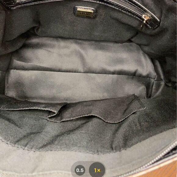 Guess Shoulder Tote Bag & Wallet Set Color Block Croc Print Chain Accent Black​​ - Picture 15 of 16